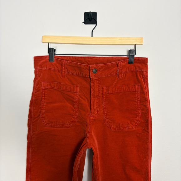 Free People Velvet My Feelings Kick Flare Pants Rust Orange High Waisted Size 10 - Picture 3 of 8